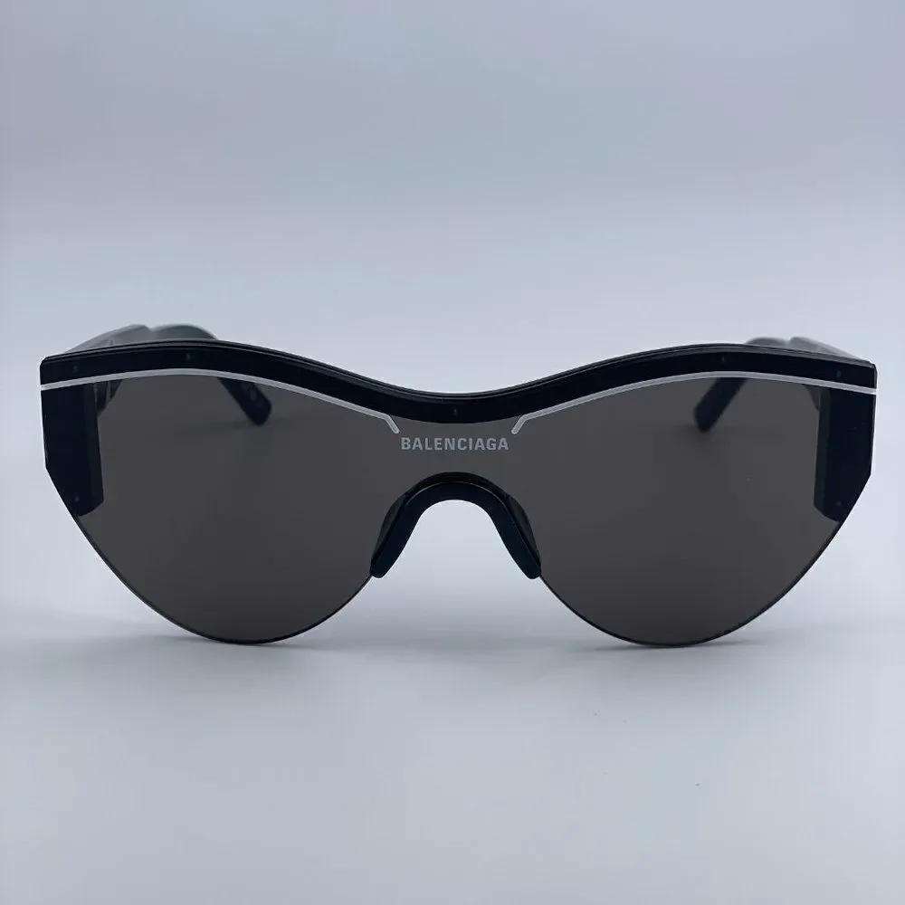 NEW Balenciaga BB0004S 001 Black Grey Shield Unisex Sunglasses